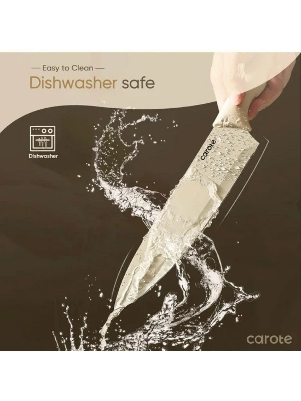 Carote Knife Set 12 Piece Neutral Colors Stainless Steel Ceramic Coating Knives